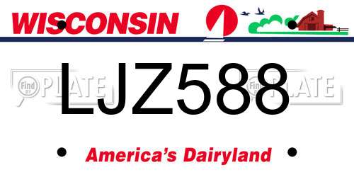 LJZ588 Wisconsin License Plate