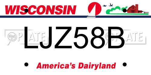 LJZ58B Wisconsin License Plate