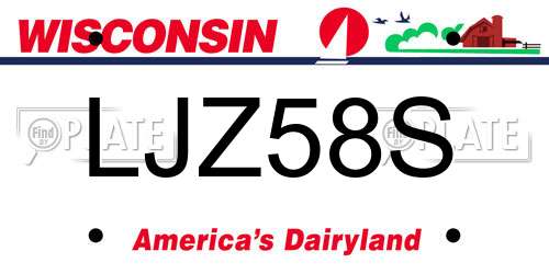 LJZ58S Wisconsin License Plate