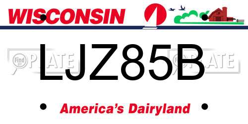 LJZ85B Wisconsin License Plate