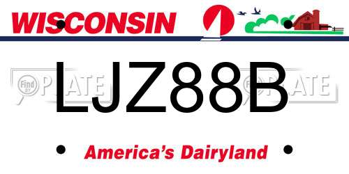 LJZ88B Wisconsin License Plate