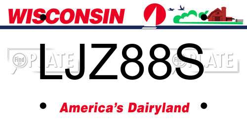 LJZ88S Wisconsin License Plate