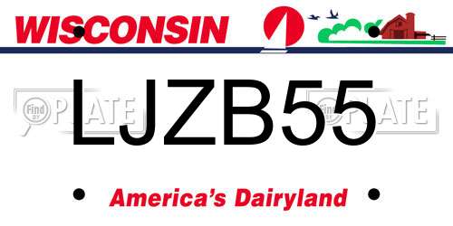 LJZB55 Wisconsin License Plate