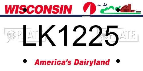 LK1225 Wisconsin License Plate