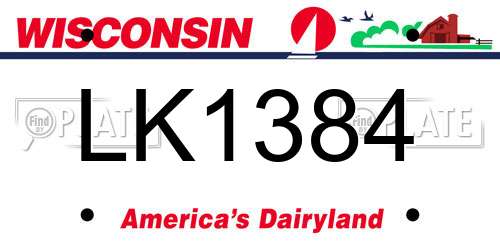 LK1384 Wisconsin License Plate