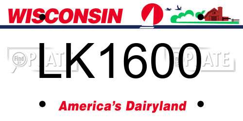 LK1600 Wisconsin License Plate