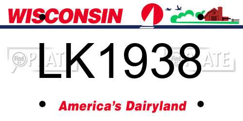 LK1938 Wisconsin License Plate