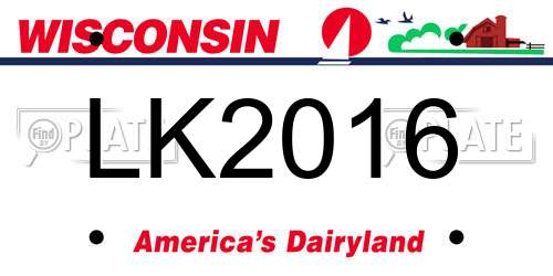 LK2016 Wisconsin License Plate