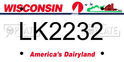 LK2232 Wisconsin License Plate