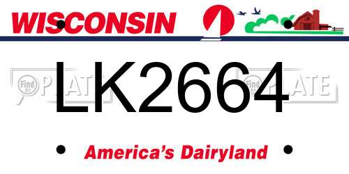 LK2664 Wisconsin License Plate