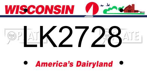 LK2728 Wisconsin License Plate