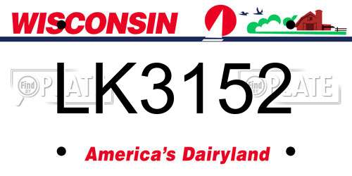 LK3152 Wisconsin License Plate