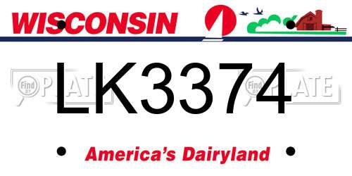 LK3374 Wisconsin License Plate