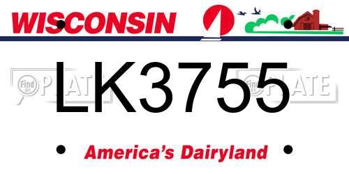 LK3755 Wisconsin License Plate