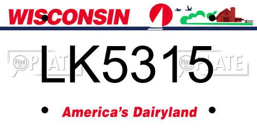 LK5315 Wisconsin License Plate