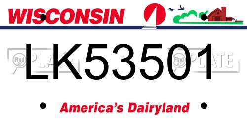 LK53501 Wisconsin License Plate