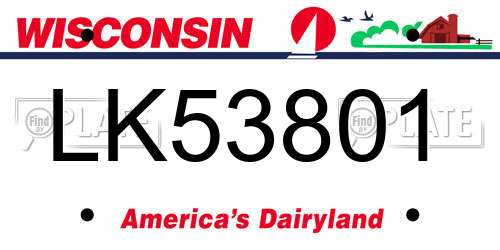 LK53801 Wisconsin License Plate