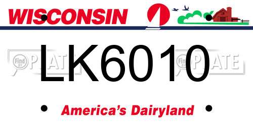 LK6010 Wisconsin License Plate
