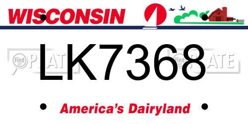 LK7368 Wisconsin License Plate