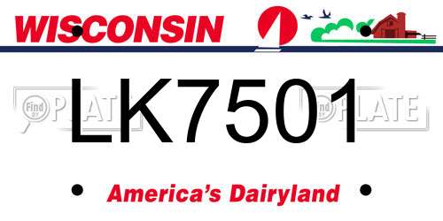 LK7501 Wisconsin License Plate