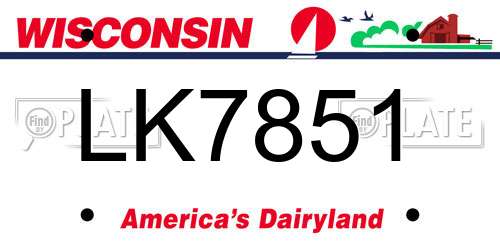 LK7851 Wisconsin License Plate