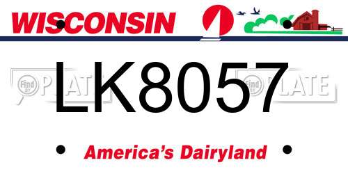 LK8057 Wisconsin License Plate