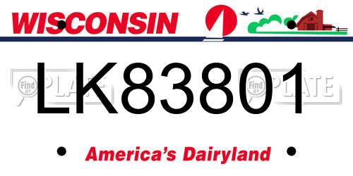 LK83801 Wisconsin License Plate