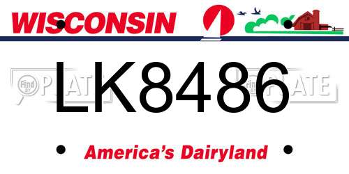 LK8486 Wisconsin License Plate