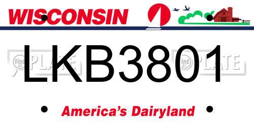 LKB3801 Wisconsin License Plate