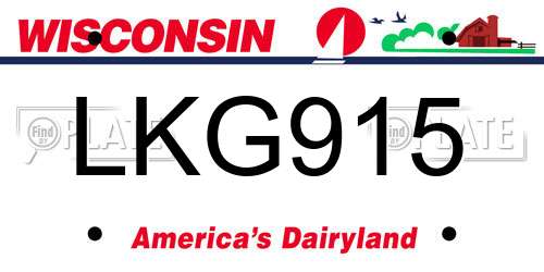 LKG915 Wisconsin License Plate