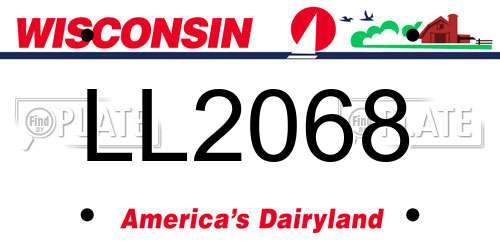 LL2068 Wisconsin License Plate