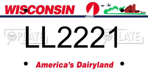 LL2221 Wisconsin License Plate