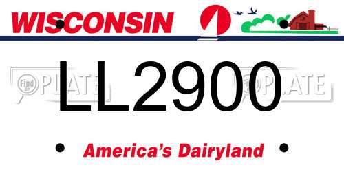 LL2900 Wisconsin License Plate