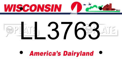 LL3763 Wisconsin License Plate