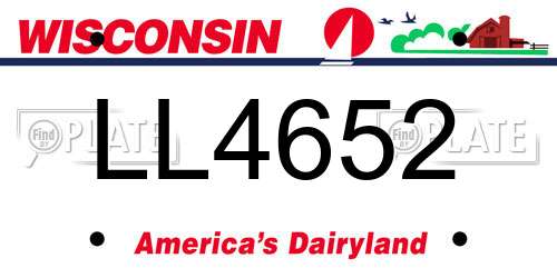 LL4652 Wisconsin License Plate