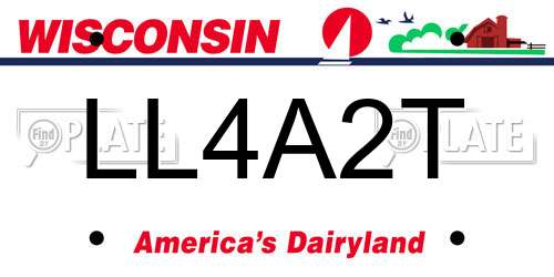 LL4A2T Wisconsin License Plate