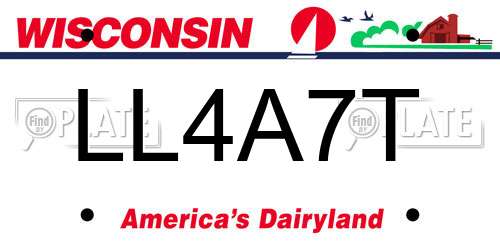 LL4A7T Wisconsin License Plate