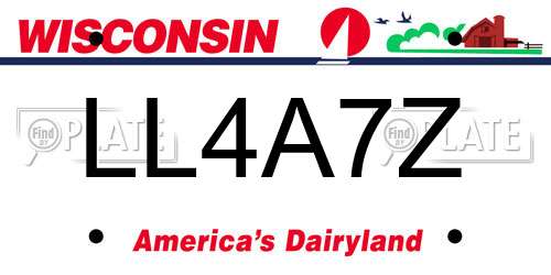 LL4A7Z Wisconsin License Plate