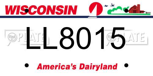 LL8015 Wisconsin License Plate