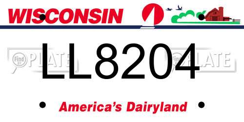 LL8204 Wisconsin License Plate