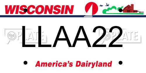 LLAA22 Wisconsin License Plate