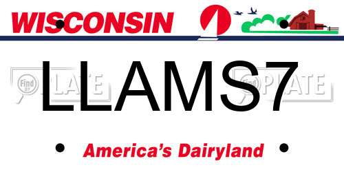 LLAMS7 Wisconsin License Plate