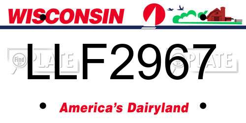 LLF2967 Wisconsin License Plate