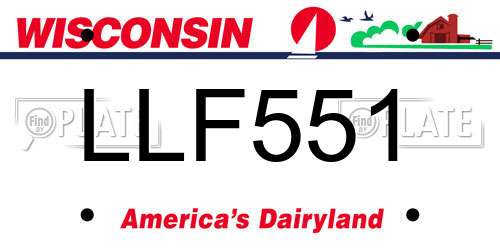 LLF551 Wisconsin License Plate