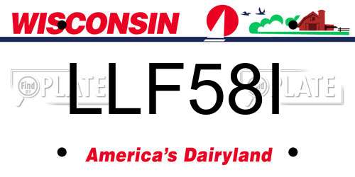 LLF58I Wisconsin License Plate