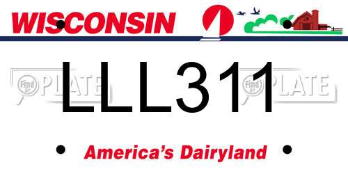 LLL311 Wisconsin License Plate