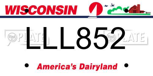 LLL852 Wisconsin License Plate