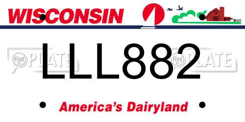 LLL882 Wisconsin License Plate