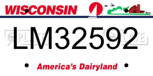 LM32592 Wisconsin License Plate