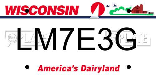LM7E3G Wisconsin License Plate